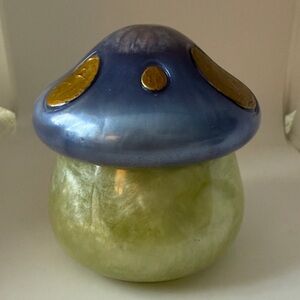 Unique Resin Blue and Gold Mushroom Art Piece